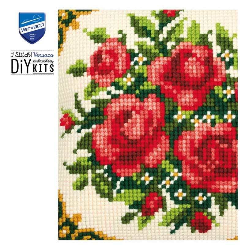 Vervaco Cross Stitch Cushion (Pale Red Roses) - Image 3